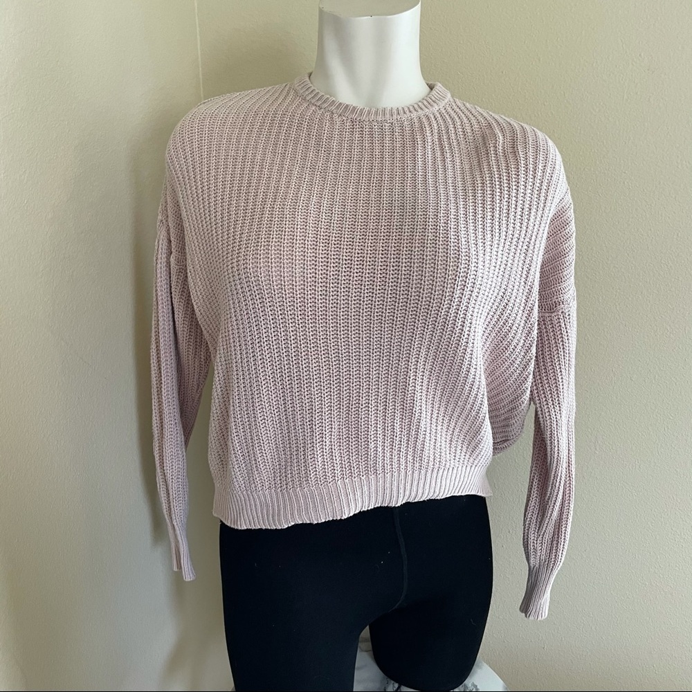 Brandy Melville Light Pink Cropped Knit Sweater